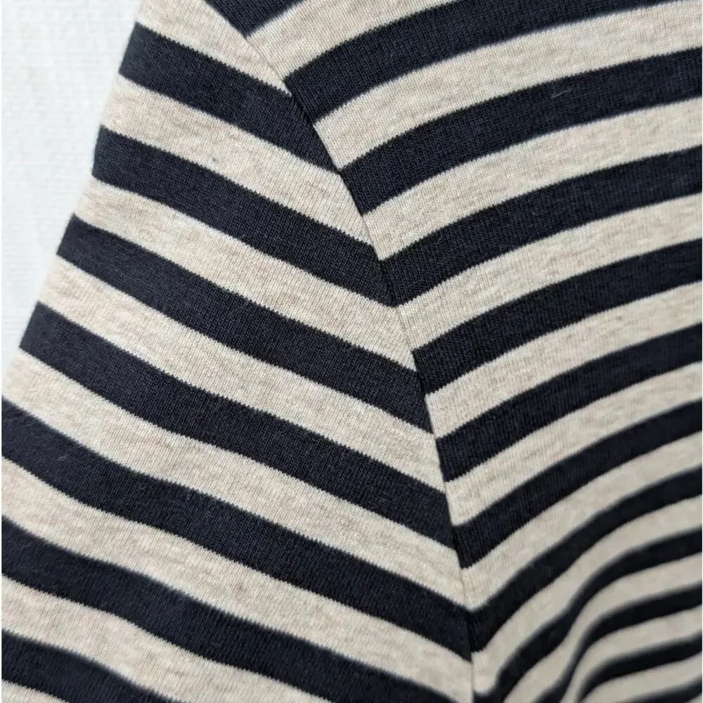 Muji Black/Cream Cotton Striped Turtleneck Long Sleeve Top, size S - Picture 4 of 8